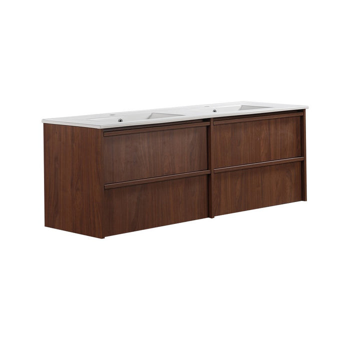 1500*455*520mm Lukka Ridgewood Modern Mocha Oak Plywood Wall Hung Vanity