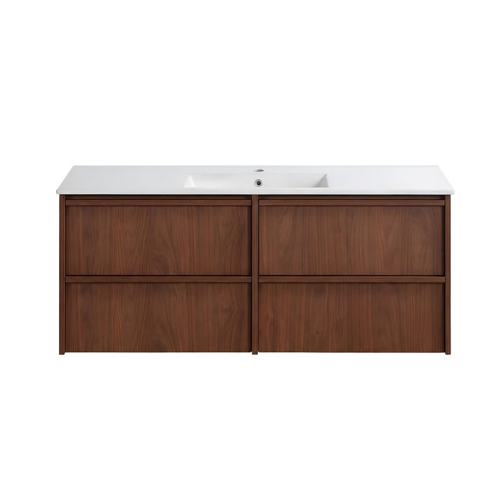 1200*455*520mm For Single Bowl Lukka Ridgewood Modern Mocha Oak Plywood Wall Hung Vanity