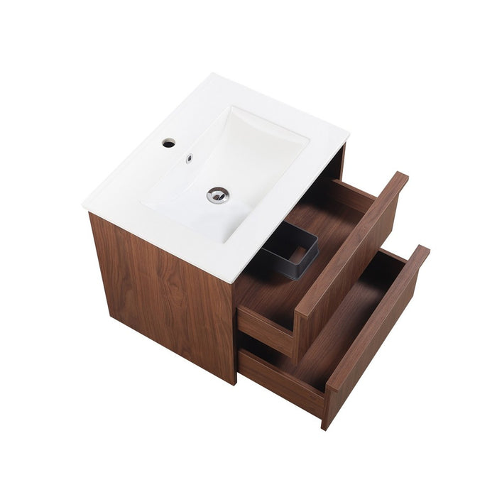 600*455*520mm Lukka Ridgewood Modern Mocha Oak Plywood Wall Hung Vanity