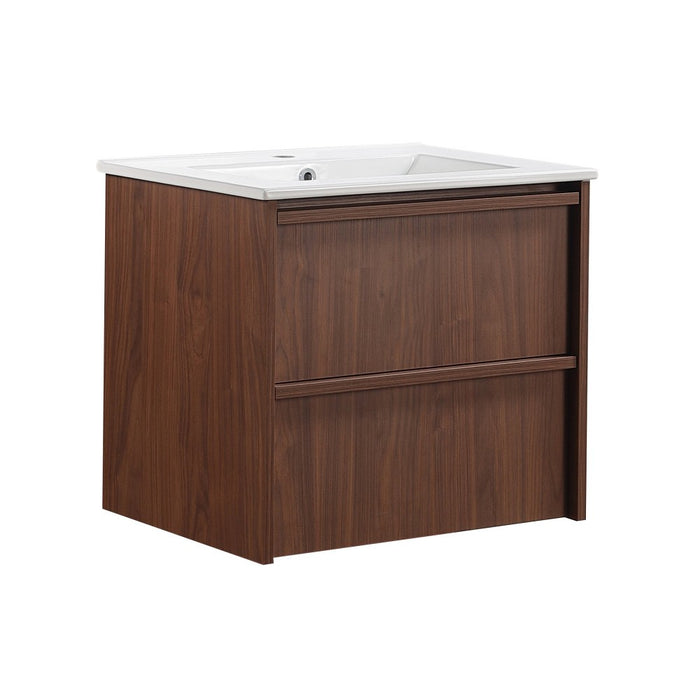 600*455*520mm Lukka Ridgewood Modern Mocha Oak Plywood Wall Hung Vanity