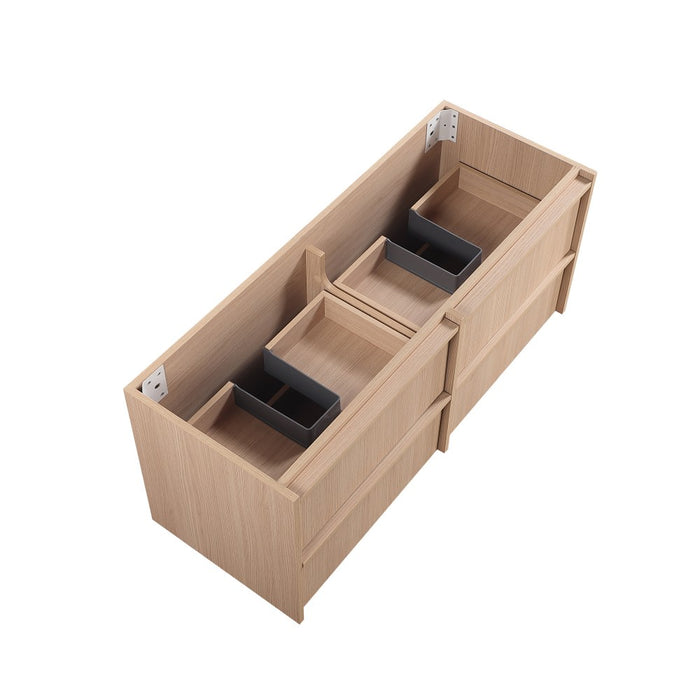 1200*455*520mm For Double Bowl Lukka Ridgewood Modern Sandy Oak Plywood Wall Hung Vanity