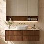 1200*455*520mm For Single Bowl Lukka Ridgewood Modern Mocha Oak Plywood Wall Hung Vanity