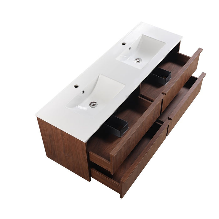 1500*455*520mm Lukka Ridgewood Modern Mocha Oak Plywood Wall Hung Vanity