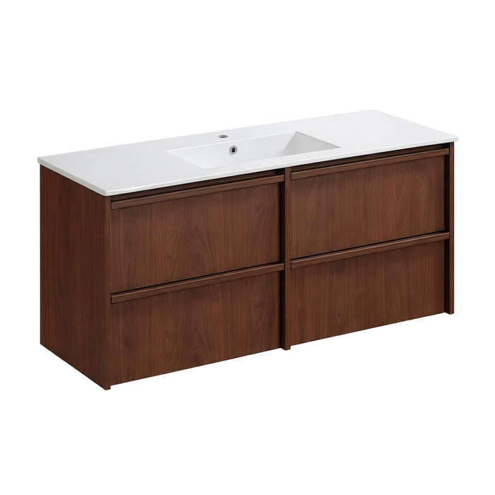 1200*455*520mm For Single Bowl Lukka Ridgewood Modern Mocha Oak Plywood Wall Hung Vanity