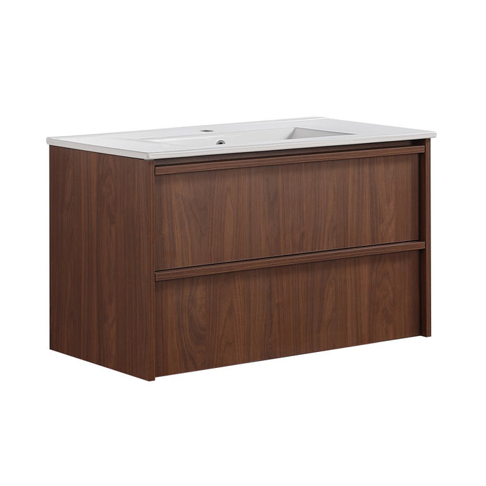 900*455*520mm Lukka Ridgewood Modern Mocha Oak Plywood Wall Hung Vanity