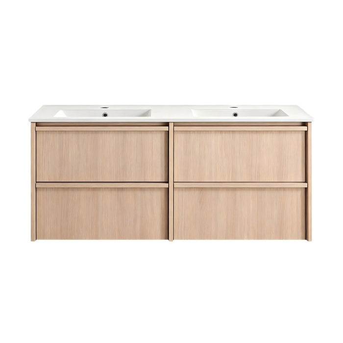 1200*455*520mm For Double Bowl Lukka Ridgewood Modern Sandy Oak Plywood Wall Hung Vanity