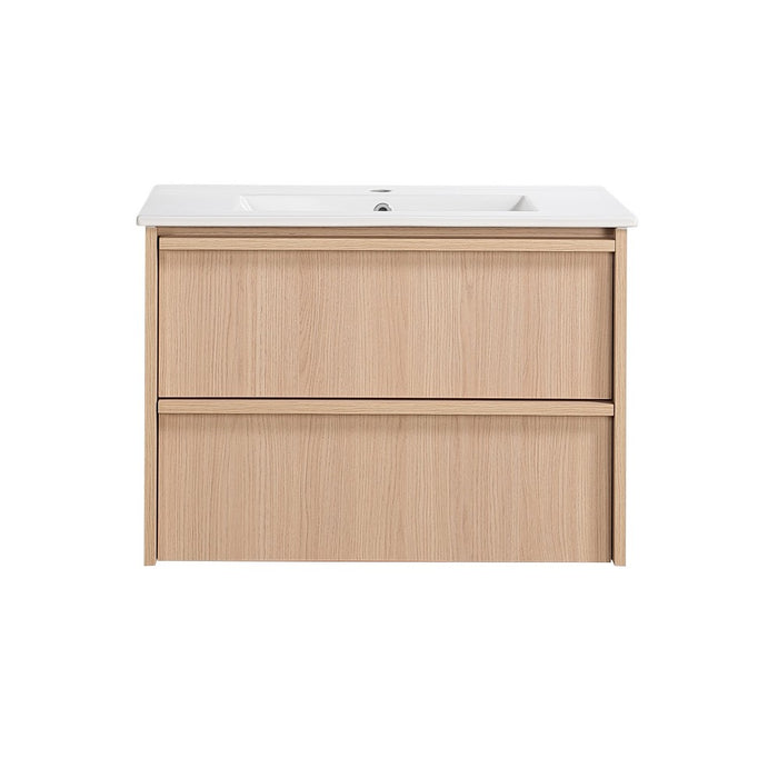 760*455*520mm Lukka Ridgewood Modern Sandy Oak Plywood Wall Hung Vanity