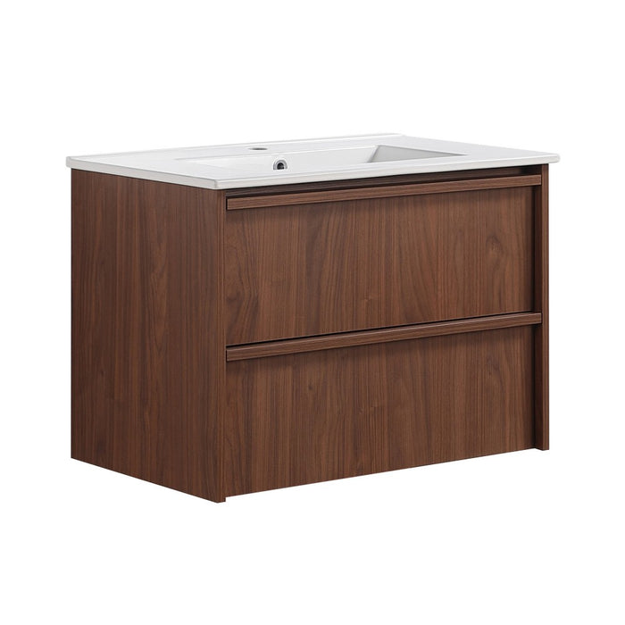 750*455*520mm Lukka Ridgewood Modern Mocha Oak Plywood Wall Hung Vanity