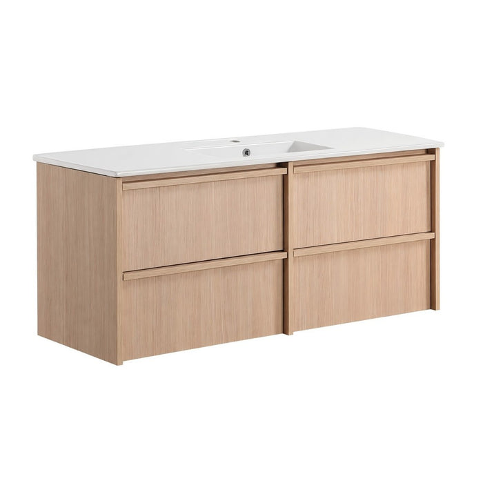1200*455*520mm For Single Bowl Lukka Ridgewood Modern Sandy Oak Plywood Wall Hung Vanity