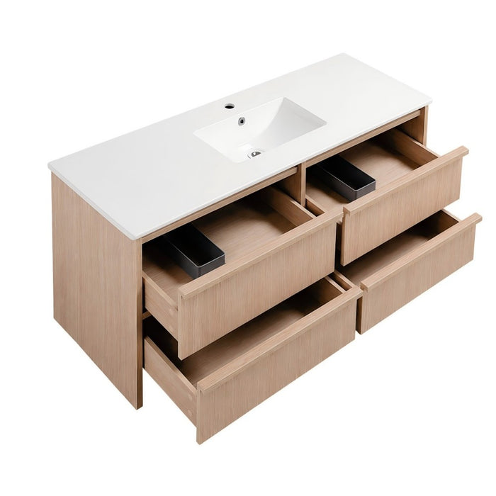1200*455*520mm For Single Bowl Lukka Ridgewood Modern Sandy Oak Plywood Wall Hung Vanity