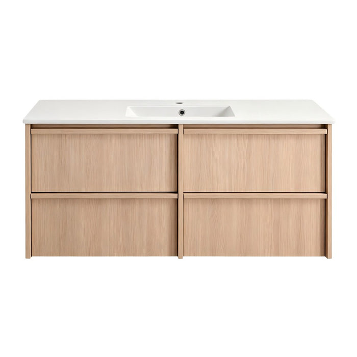 1200*455*520mm For Single Bowl Lukka Ridgewood Modern Sandy Oak Plywood Wall Hung Vanity