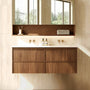 1200*455*520mm For Double Bowl Lukka Ridgewood Modern Mocha Oak Plywood Wall Hung Vanity