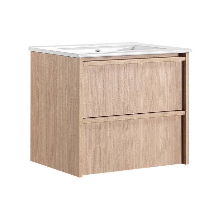 600*455*520mm Lukka Ridgewood Modern Sandy Oak Plywood Wall Hung Vanity