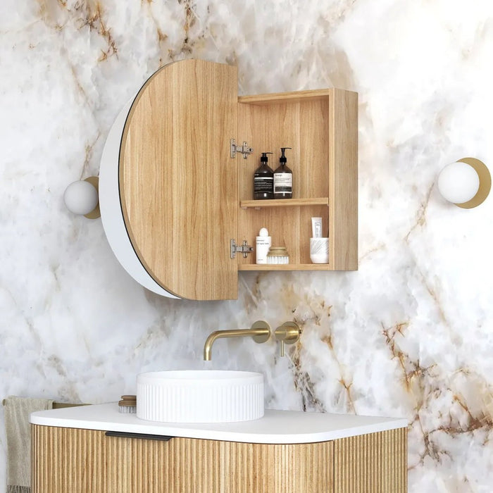 900-1800mm Otti Bondi Woodland Oak Oval Curved Moisture Resistant Plywood Shaving Cabinet
