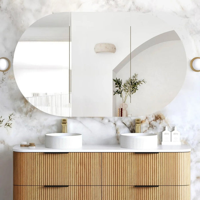 900-1800mm Otti Bondi Woodland Oak Oval Curved Moisture Resistant Plywood Shaving Cabinet