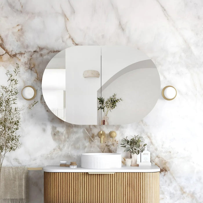 900-1800mm Otti Bondi Woodland Oak Oval Curved Moisture Resistant Plywood Shaving Cabinet
