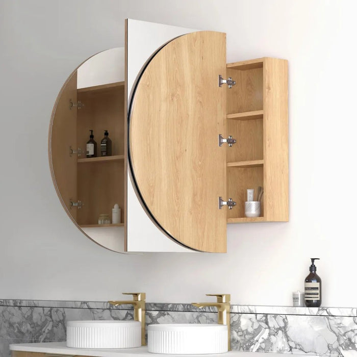 900-1800mm Otti Bondi Woodland Oak Oval Curved Moisture Resistant Plywood Shaving Cabinet