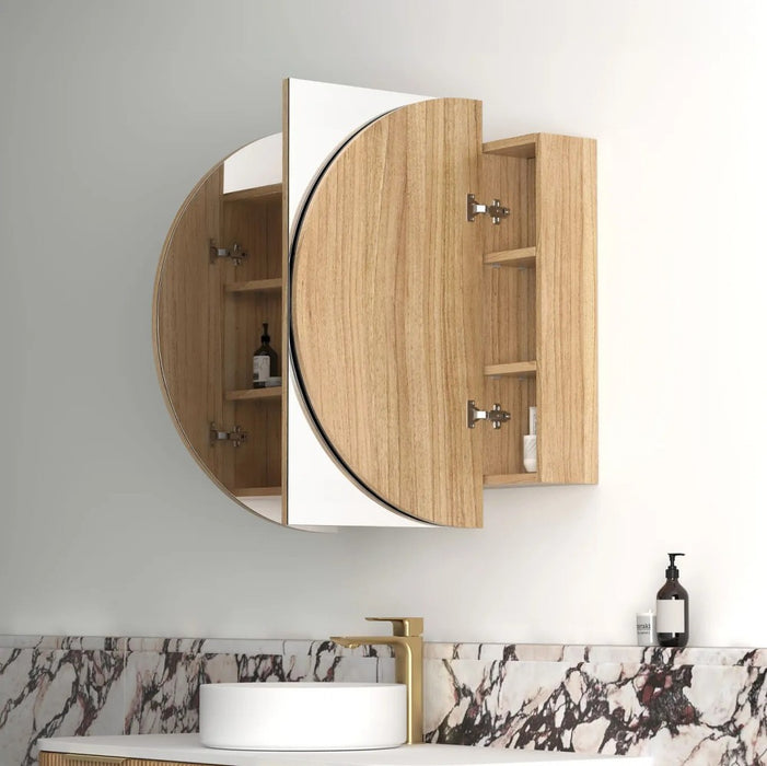 900-1800mm Otti Bondi Woodland Oak Oval Curved Moisture Resistant Plywood Shaving Cabinet