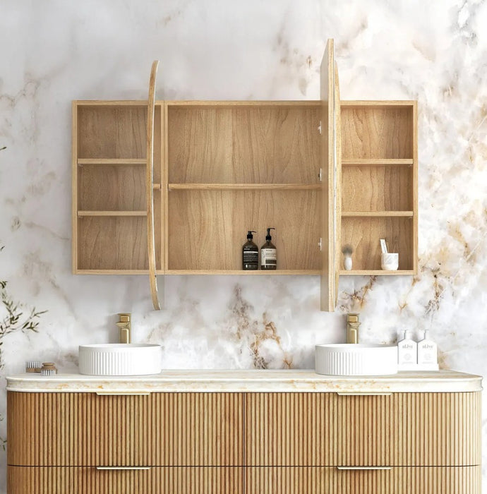 900-1800mm Otti Bondi Woodland Oak Oval Curved Moisture Resistant Plywood Shaving Cabinet