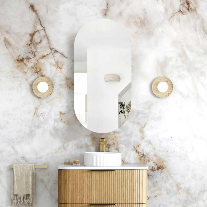 900*450mm Otti Noosa Woodland Oak Oval Moisture Resistant Plywood Wall Mounted Shaving Cabinet