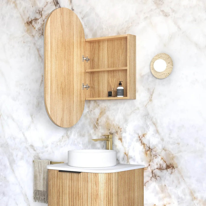 900*450mm Otti Noosa Woodland Oak Oval Moisture Resistant Plywood Wall Mounted Shaving Cabinet
