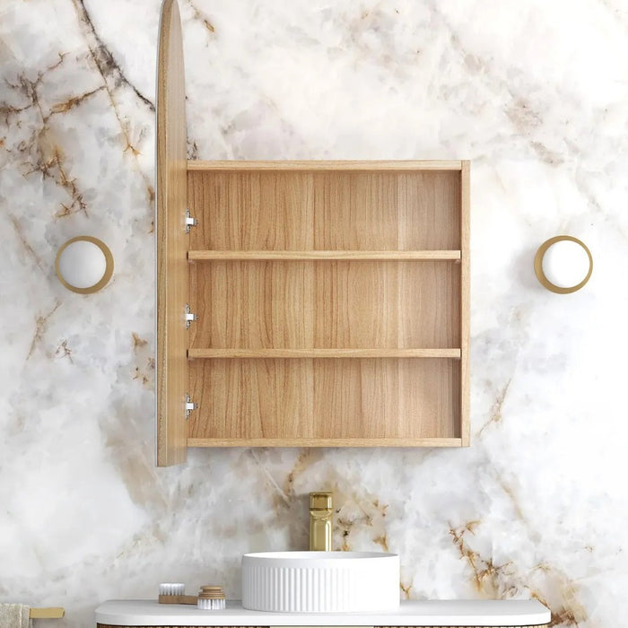 900*600mm Otti Archie Woodland Oak Arch Moisture Resistant Plywood Wall Mounted Shaving Cabinet