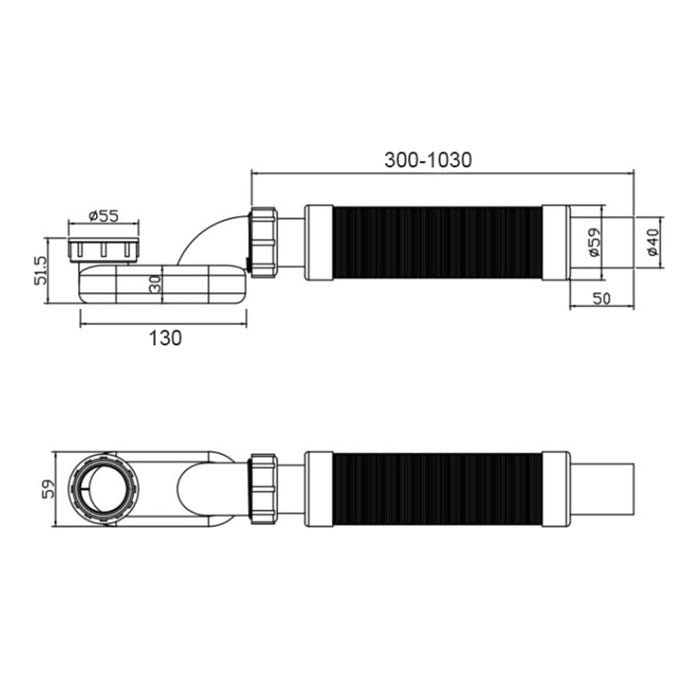 Lukka White Bathtub Flexi Hose