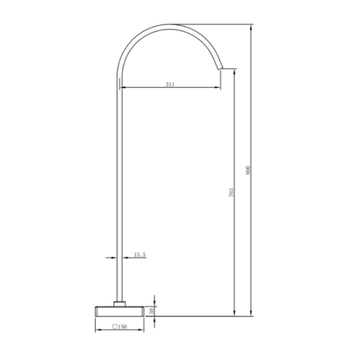 BK Eckig Brushed Bronze Brass Square Freestanding Bath Spout