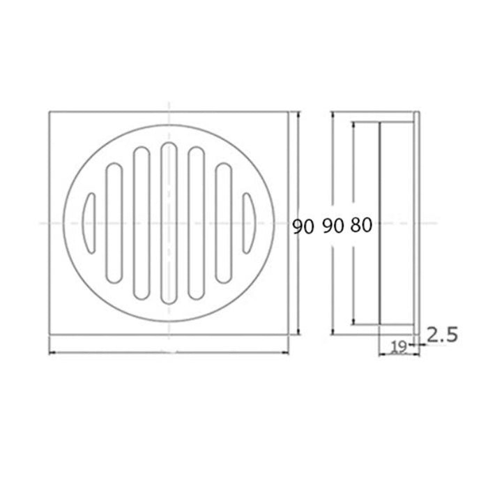 80mm BK WAHLEN 10 (TRADE) ECKIG Brushed Bronze Brass Square Floor Wastes