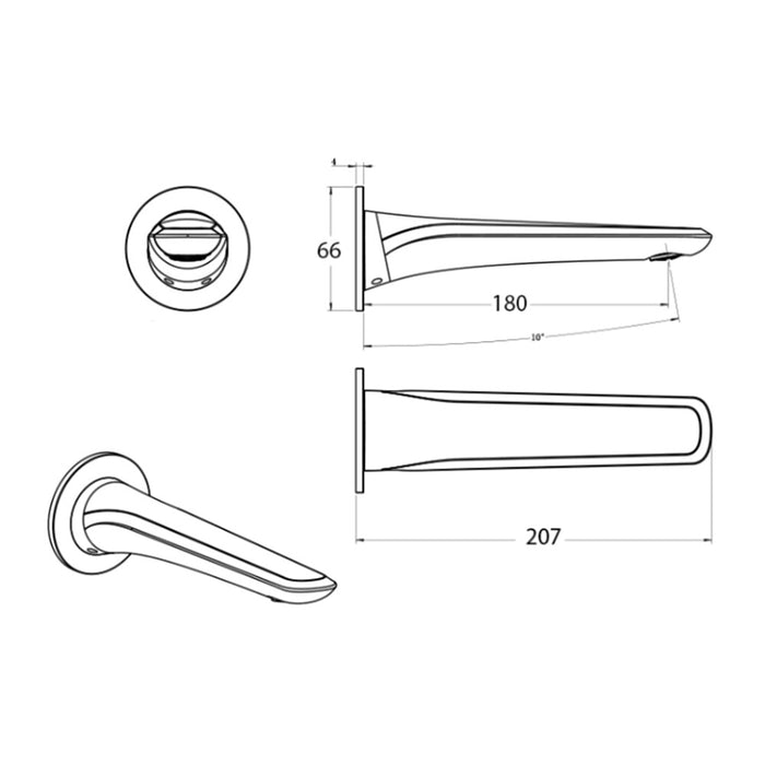 200mm BK MORGAN RUND Brushed Bronze Brass Bath/Basin Spout