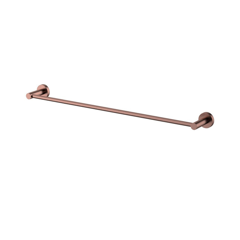 600mm Modernnational Mirage Solid Brass Round Single Towel Rail