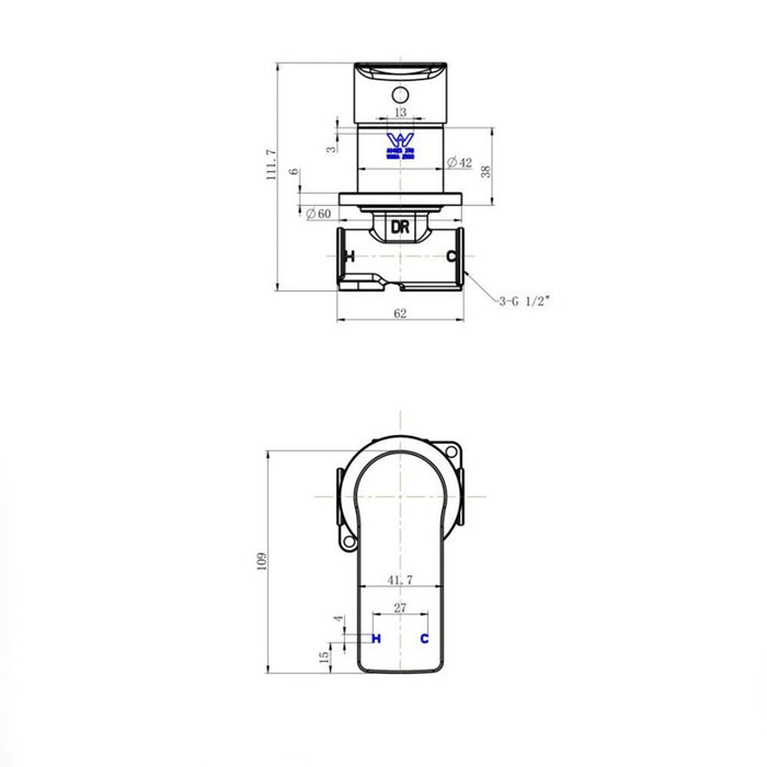 Modernnational Nova Champagne Lead Free Brass Shower Mixer With 60mm Backplate