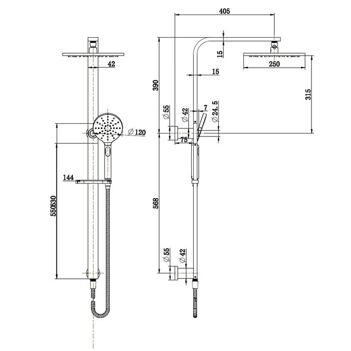 Modernnational Nova Champagne Lead Free Brass Shower Column Set