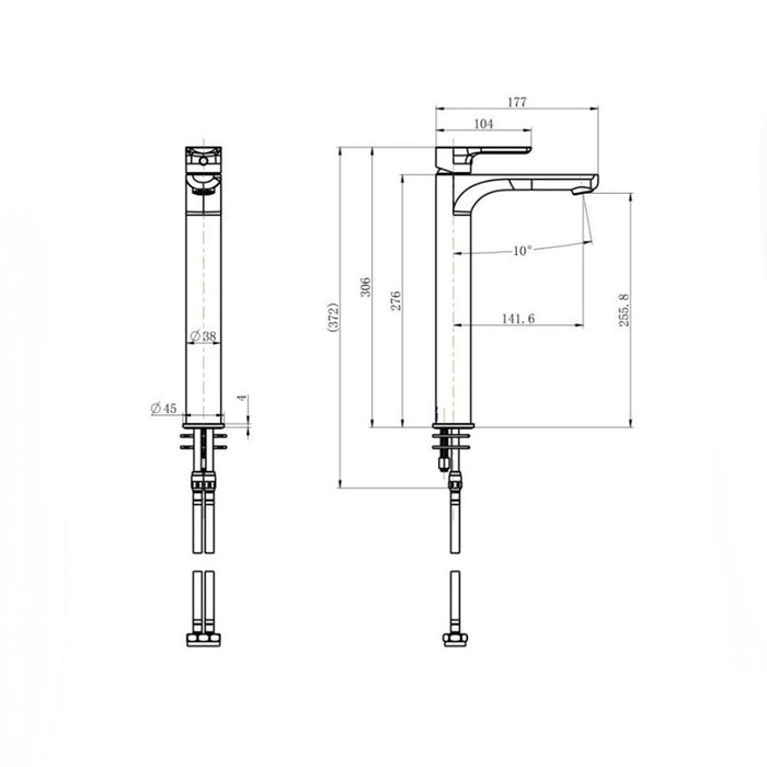 Modernnational Nova Champagne Lead Free Brass High Rise Basin Mixer