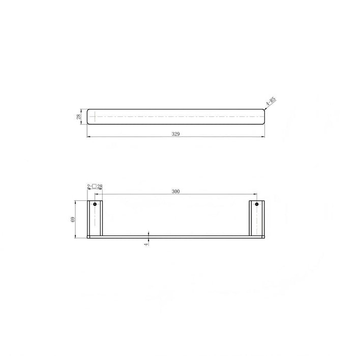 300mm Modernnational Nova Champagne Solid Brass Square Towel Holder
