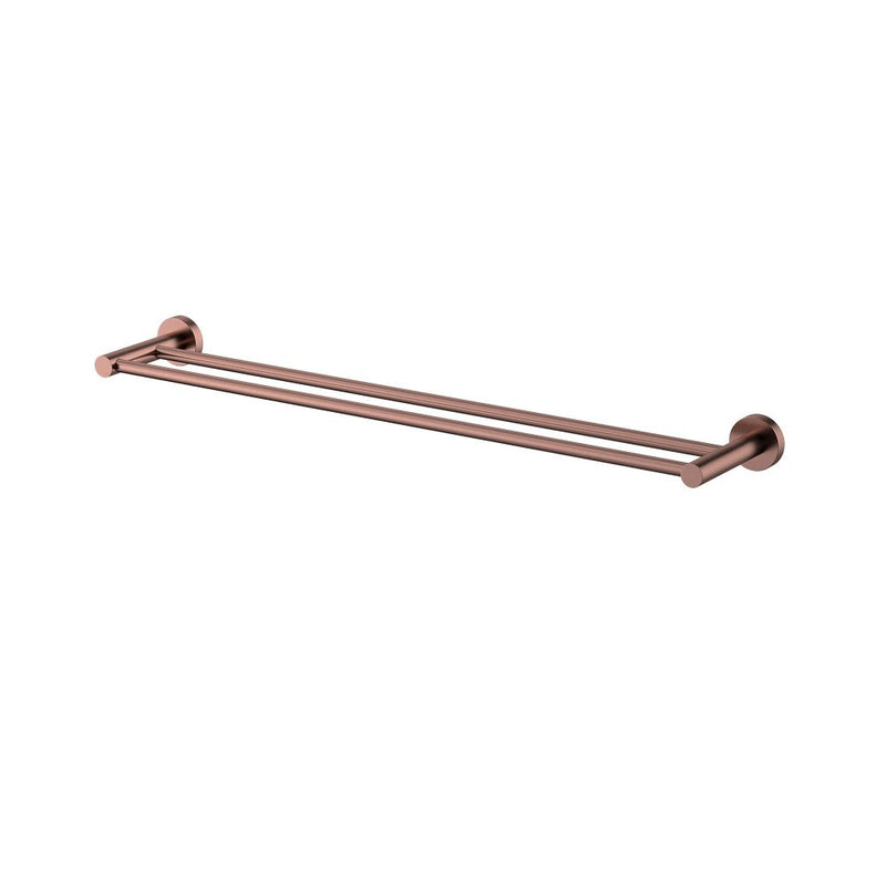 600mm Modernnational Mirage Solid Brass Round Double Towel Rail