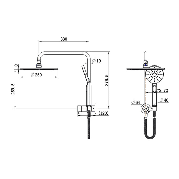 Modernnational Star Compact Half Shower Column Set