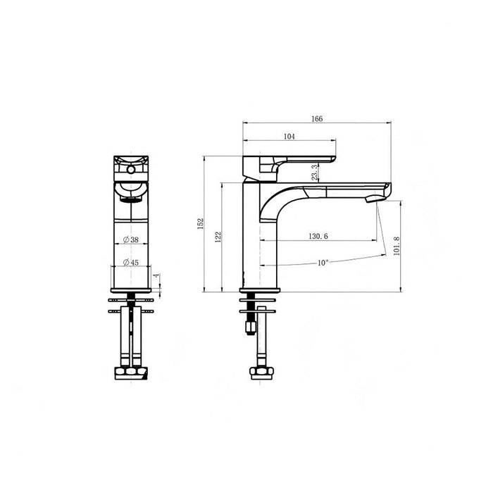 Modernnational Nova Champagne Lead Free Brass Basin Mixer