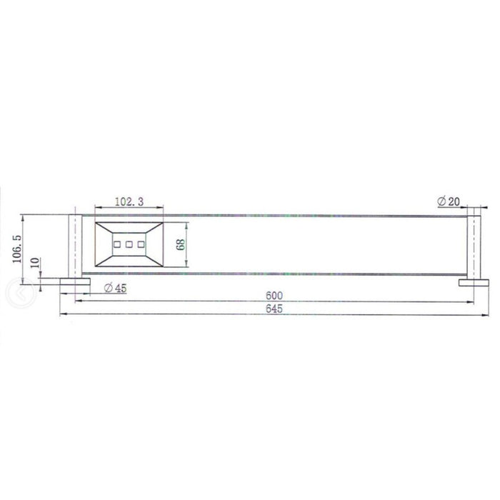 600mm Modernnational Mirage Champagne Brass Square Bars Metal Shelf