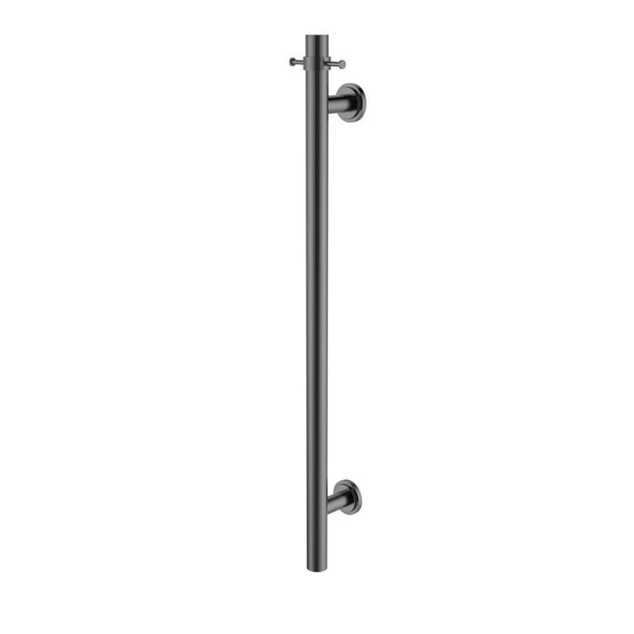 1000mm BK Cambridge Round Stainless Steel Vertical Heated Towel Rail With Double Hook