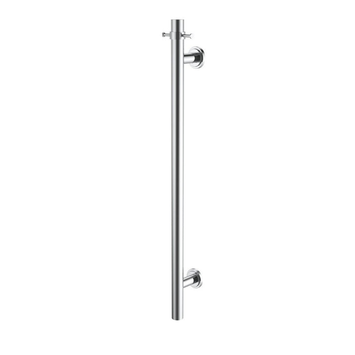 1000mm BK Cambridge Round Stainless Steel Vertical Heated Towel Rail With Double Hook