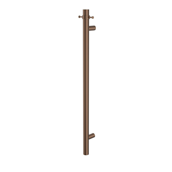 1000mm BK Morgan Rund Round Stainless Steel Vertical Single Heated Towel Rail With Double Hook