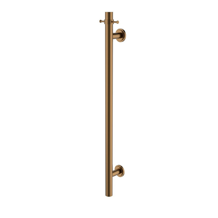 1000mm BK Cambridge Round Stainless Steel Vertical Heated Towel Rail With Double Hook