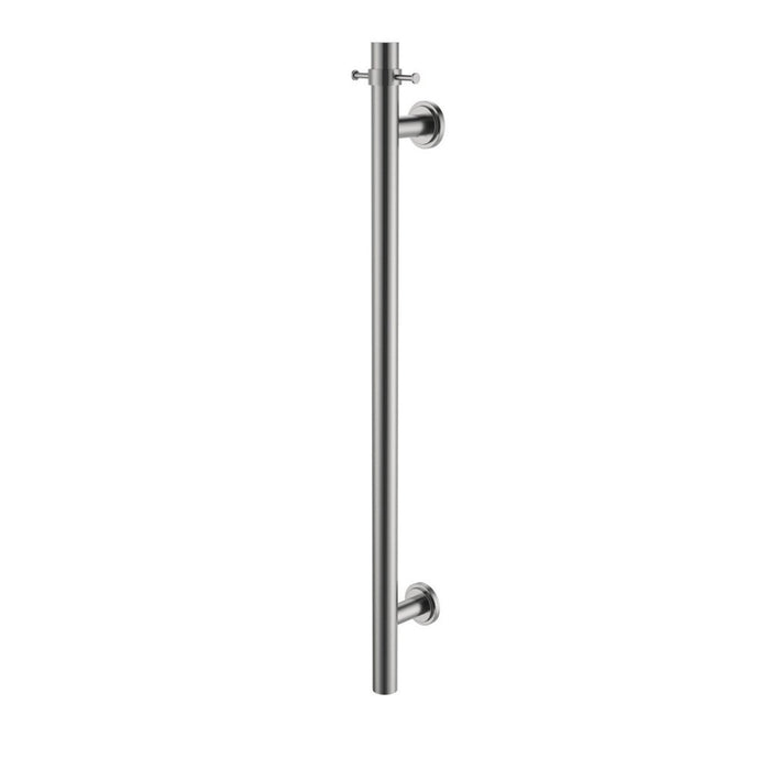 1000mm BK Cambridge Round Stainless Steel Vertical Heated Towel Rail With Double Hook