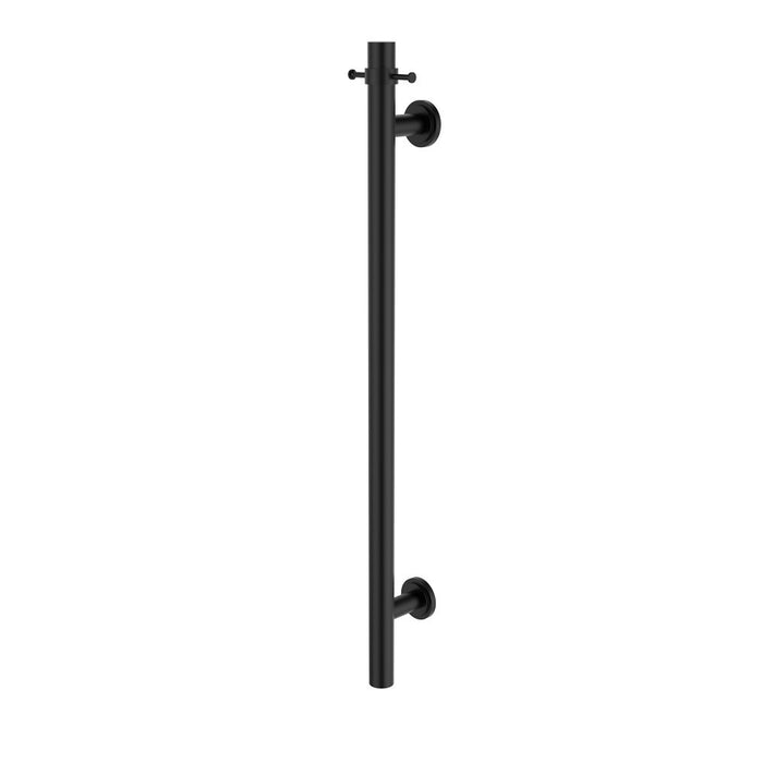 1000mm BK Cambridge Round Stainless Steel Vertical Heated Towel Rail With Double Hook
