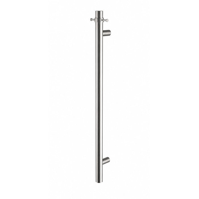 1000mm BK Morgan Rund Round Stainless Steel Vertical Single Heated Towel Rail With Double Hook
