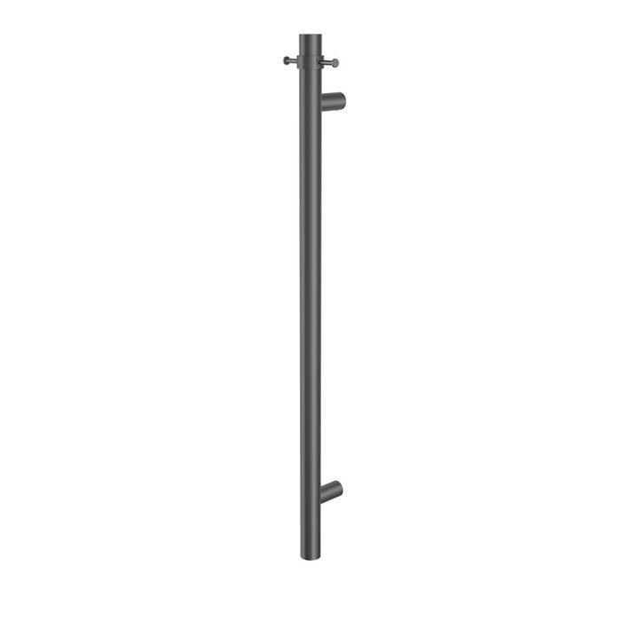 1000mm BK Morgan Rund Round Stainless Steel Vertical Single Heated Towel Rail With Double Hook