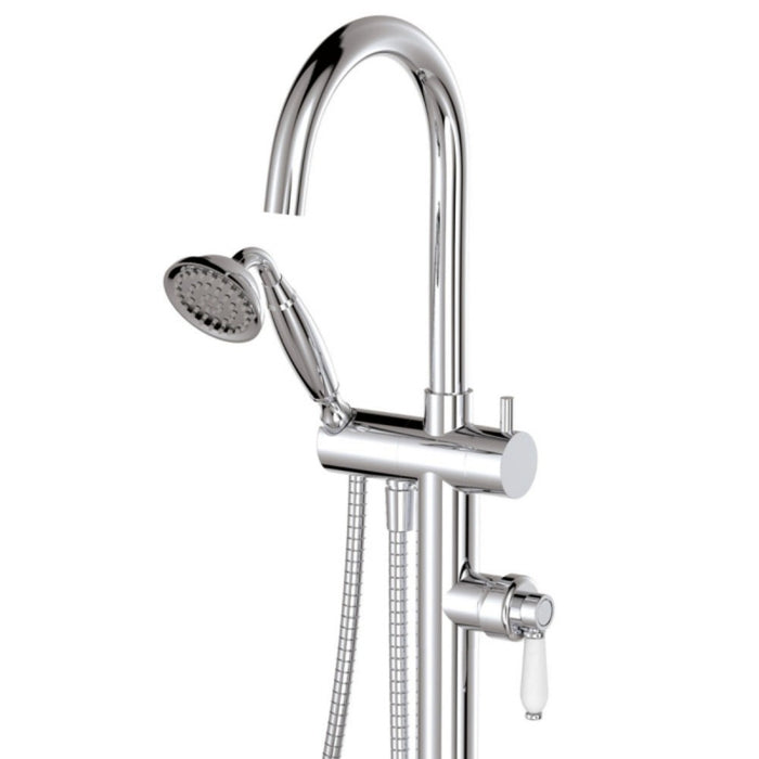 Fienza Eleanor Solid Brass With Ceramic Handle Floor Mounted Bath Mixer