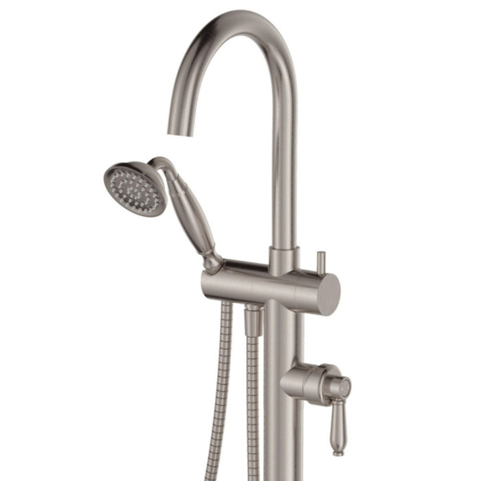 Fienza Eleanor Solid Brass With Round Hand Shower Floor Mounted Bath Mixer