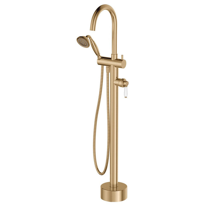 Fienza Eleanor Solid Brass With Ceramic Handle Floor Mounted Bath Mixer
